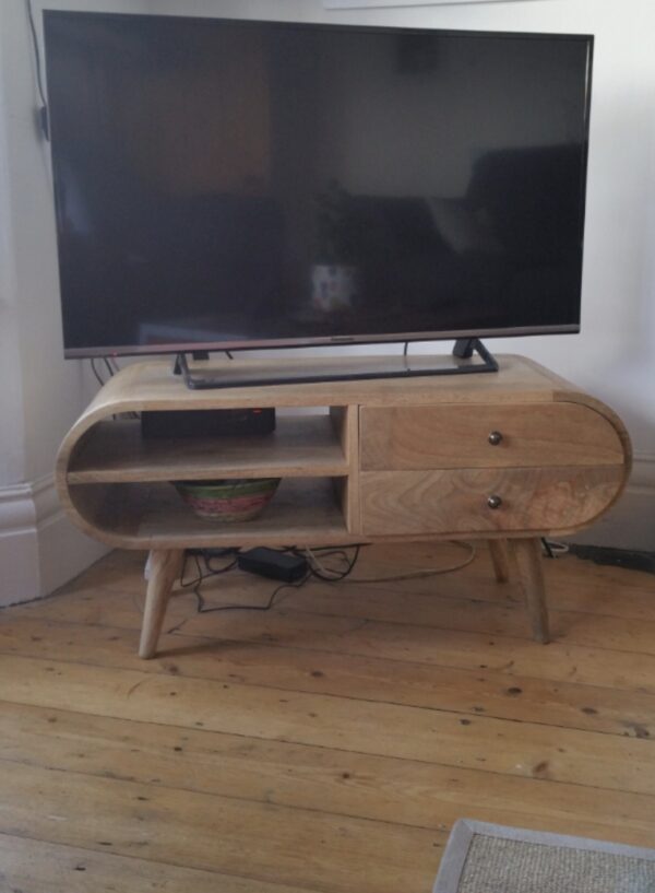 Curved Solid Wood TV Stand